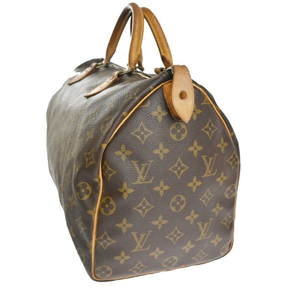 Authentic LOUIS VUITTON Speedy 35 Travel Hand Bag Monogram Leather Brown - Picture 12 of 15